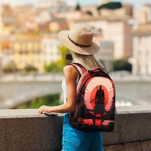 Japanese Style Samurai Silhouette Kids Backpack, Lightweight School Bookbag Large Capacity Laptop Backpack Water Resistant Daypack Shoulder Bag for Teenager Boys Girls4