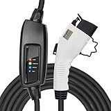 BougeRV Level 2 EV Charger Cable (240V, 16A, 25FT) Portable EVSE Electric Vehicle Charging Station (NEMA6-20 with Adapter for NEMA5-15) Compatible with Level 1