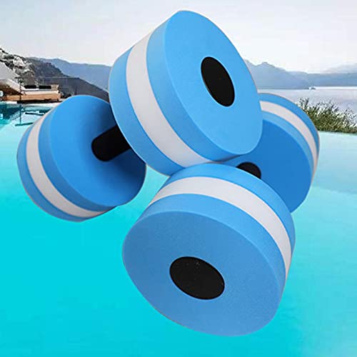 Water Dumbbells Aquatic Exercise Barbells Foam Dumbbells - 2PCS Water Aerobics Workouts High-Density EVA-Foam Dumbbell Set, Water Weight, Soft Padded, Pool Fitness, Aqua Therapy Exercise, Blue