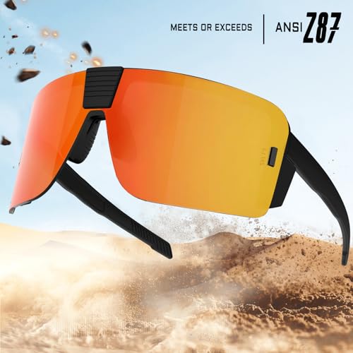 WISTON XL Z87 Sunglasses for Big Heads Men Women,Sports Sunglasses for Cycling Golf ANSI Z87 Sun Glasses UV Protection 8227 Red3