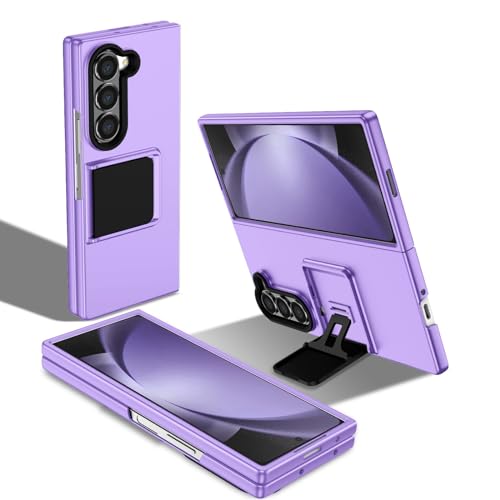 Samsung Galaxy Z Fold 6 5G �Ή��̒����^�y�ʃP�[�X�A�t���{�f�B�ϏՌ��J�o�[�AGalaxy Z Fold 6 �p���߉\�ȃX�^���h�t�����ȕی�d�b�P�[�X(Purple)