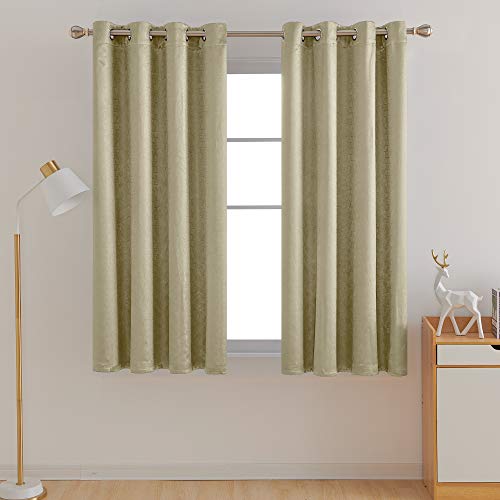 Image of Deconovo Fashionable Rod Pocket Blackout Curtains Room Darkening Curtains Window Treatments Shade Curtains for Study （5.2 Feet-Window） 52W x 63L Inch Beige 2 Drapes