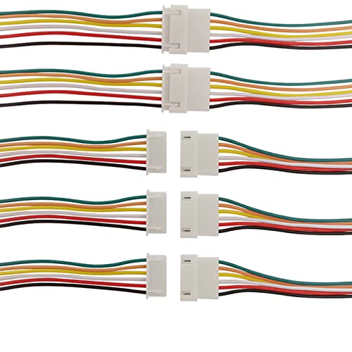 Xikerswo 10Pairs JST XH 2.54mm 6Pins Connector, 2.54mm Pitch Female and Male JST Connection Plug Header Expansion Wire with 200mm 26AWG Cable