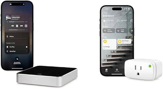 Eve Play Audio Streaming Interface Bundle with Eve Energy Smart Plug, App and Voice Control, Matter Over Thread