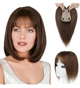 REECHO Human Hair Toppers with Bangs, Thick Hair Volume Topper Hairpiece for Women Real Human Hai...