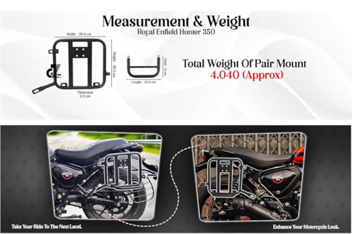 Image of G-GANRAZO Black Premium Saddle Stay /Luggage Carrier /Mounting Heavy Duty /Black Power Coated /Rust Protection Pair Right & Left Compatible with Royal Enfield Hunter 350 All Models