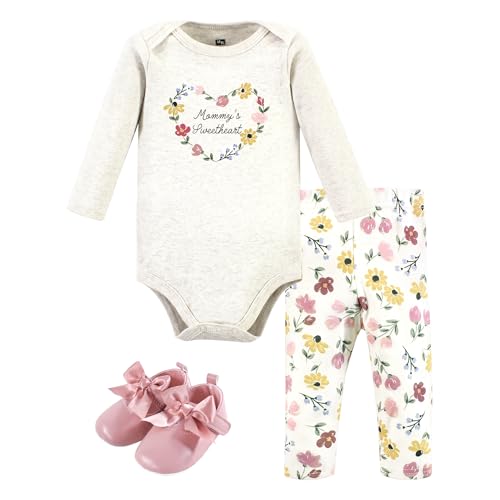Image of Hudson Baby Unisex Baby Cotton Bodysuit, Pant and Shoe Set