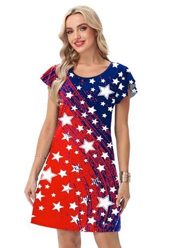 Image of AOBUTE Womens 4th of July Dress American Flag Party Dresses USA Parade Mini Dress
