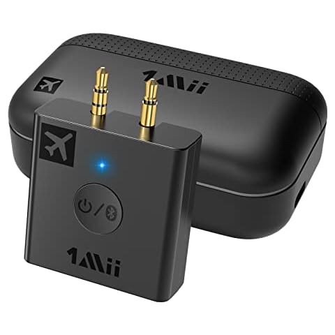 1Mii B05 Airplane Bluetooth 5.3 Adapter for Headphones W/ Portable Charging Case Support aptX Adaptive/HD/Low Latency, 3.5mm Aux Wireless Audio Transmitter Use on Airplanes, Boats or in Gym, Home Cover