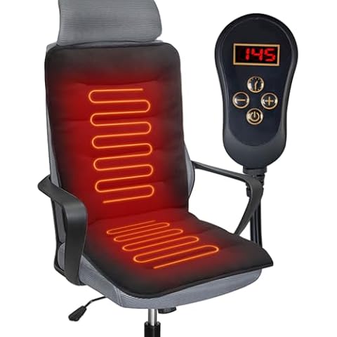 Mymyth Heated Seat Cushion for Office Chair - Thick and Soft Warm Seat Cover in Winter- Easy Controller to Relieve Fatigue and Reduce Stress - Comfortable Heating Pad with Power Adapter for Home Etc. Cover