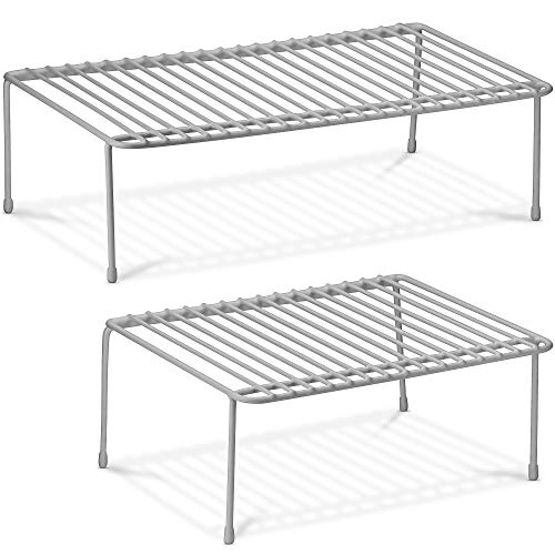 DecorRack 2 Counter and Cabinet Shelf Racks, Kitchen Storage Organizer, Steel Metal Wire Shelves for Pantry, Closet and Freezer 17.5 x 10 x 5.25 and 12.5 x 10 x 5.25 inch (Set of 2)