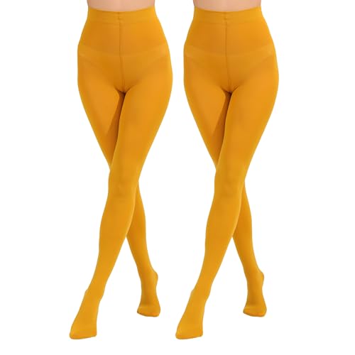 Image of Paralinda 2 Pairs Women's Solid Color Tights 80D, Soft Opaque Microfiber Tights