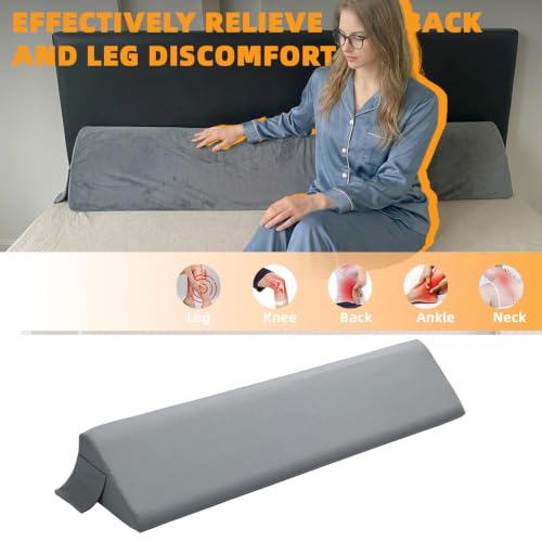 Cojín triangular para respaldo con funda lavable y bolsillo lateral para cama y sofá 3