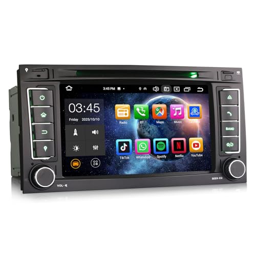 Erisin 7 Zoll 8-Kern 4GB+64GB Android 14 Autoradio GPS Navigation Für VW T5 Transporter Multivan Touareg Unterstützt CarPlay Android Auto Bluetooth DSP WiFi DAB+ RDS DVD CD Player Canbus Touchscreen
