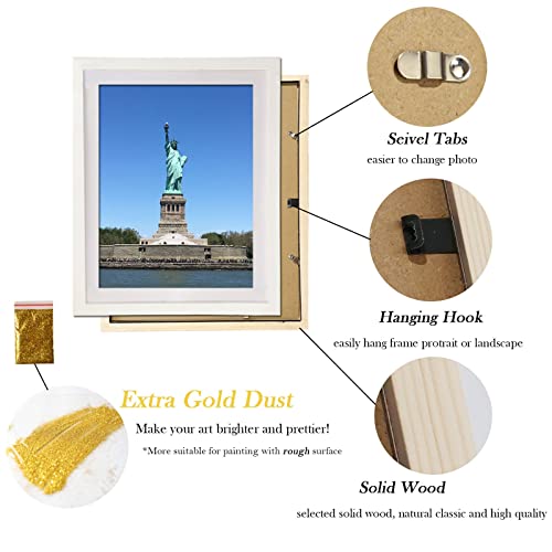 12X16 Wood Picture Frame Diamond Painting Frames 30X40Cm Diamond Art Frame Display 12X16In / 30X40 Cm Without Mat Or 10X14 In/ 25X35Cm With Mat 12 X 16 Photo Poster Frame Wall Hanging - White 3 Pack #TOP3
