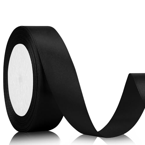 Geschenkband Satinband 22m, 20mm Breit Geschenkband, Schwarz Schleifenband für Hochzeit, Bastelarbeiten und Geschenkverpackung Hochzeitsdekoration (Schwarz)