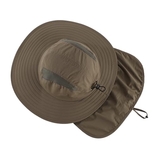 Image of Home Prefer UPF 50+ Mens Wide Brim Fishing Hat with Neck Flap Sun Hat for Men Women Sun Protection Cap