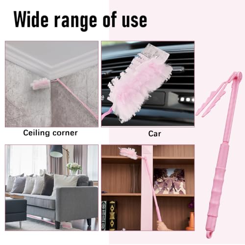 Image of Colingmill 4 Pack Replacement Duster Handles, 3 Ft Extendable, Pink