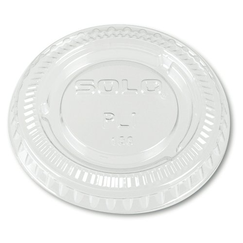 SOLO PL1-0090 Clear Polystyrene Soufflé Portion Cup Lid without Slot (50 Sleeves of 100 Per Case)