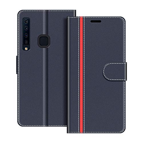 COODIO Coque en Cuir Samsung Galaxy A9 2018, Étui Téléphone Samsung A9 2018, Housse Pochette Galaxy A9 2018 Fonction Stand Etui Coque pour Samsung Galaxy A9 2018, Bleu Foncé/Rouge Cover