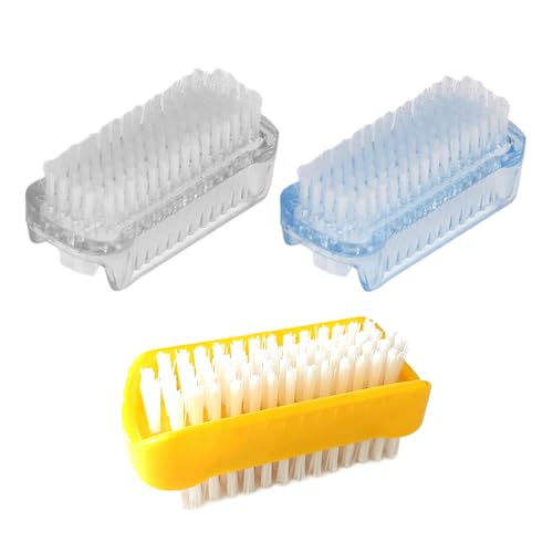 Zegnuem Spazzola per unghie, 3 pezzi, robusta spazzola per il lavaggio a mano, piccola, trasparente, double face, per la pulizia, per unghie a mano, spazzola per piedi, superfici vegetali (3 colori)