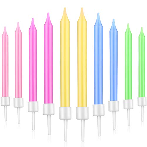 50 Pezzi Candele Torta di Compleanno Candele Cupcake Breve Torta Sottile Candele per La Festa di Compleanno Decorazione della Torta Forniture (5 Colori)