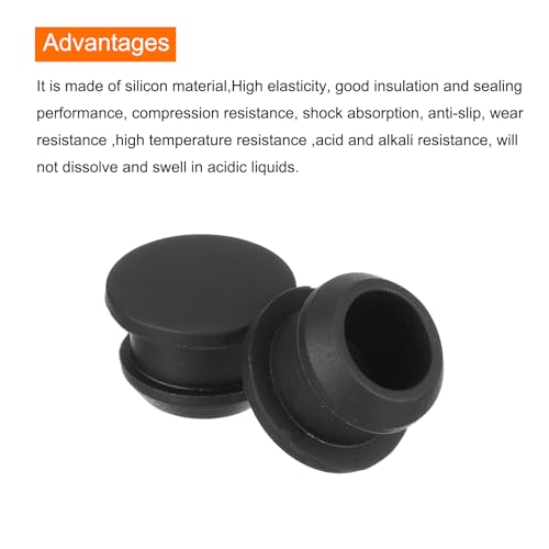 Image of MECCANIXITY Silicone Snap in Locking Hole Plugs,Rubber Panel Seal Cover Flush Type Panel Round for Kitchen Rubber Bulkheads Waterproof Sealing Plugs 11mm /0.43 Inch Diameter Black,Pack of 6