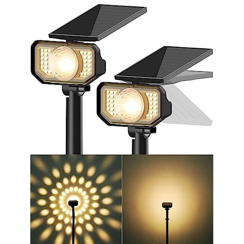 Solar Spot Lights Outdoor, FabStyl Spotlights Waterproof with Detachable Lens, Dusk-to-Dawn Solar Wall Lights LED Solar Pathway Lights for Yard, Garden, Patio, Outside Landscape (Warm White,