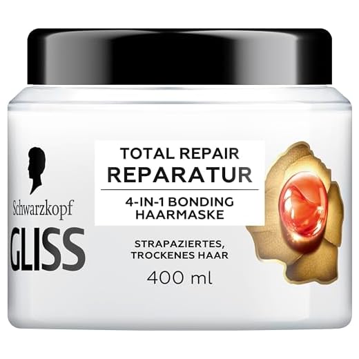 Gliss 4-in-1 Kur Reparatur Total Repair (400 ml), Haarkur mit HAPTIQ System & Keratin für geschmeidiges Haar voller Glanz, Haarmaske reduziert Haarbruch
