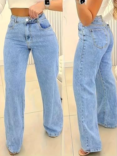 Jeans for Women Trendy Straight Wide Leg Denim Pants Vintage wash Boyfriend Casual Pockets Loose Jeans3