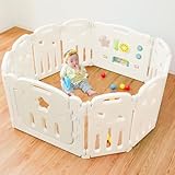 WEIMALL ベビーサークル 折りたたみ ベビーフェンス 扉付き 10枚セット 116.5cm×116.5cm おもちゃパネル付き ドアロック付き 簡単組立 出産祝い プレゼント (ホワイト)GAD009WH