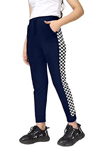 Image of KYDA KIDS Girls 100% Cotton Chess Print Track Pants | Elastic Waist Regular Fit | Soft Breathable Kids Casual Wear with Side Pockets Multicolor (Pack of 1)