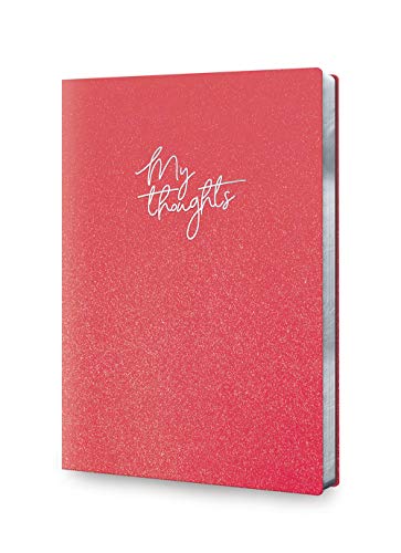 Studio Oh! Tagebuch, Leder, mittelgroß, Rubinrot schimmernd, 14 x 19,7 cm, 192 linierte Seiten mit vergoldeten Kanten und gepolstertem, lederähnlichem Einband mit Folienprägung Cover