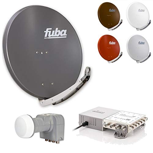 Fuba 8 Teilnehmer Set - Satelliten Komplettanlage Fuba DAA 850 Alu Satellitenschüssel 85cm + DEK 407 Quattro LNB + FMG 508 Multischalter 8 Teilnehmer, erweiterbar bis 48 Teilnehmer (HDTV, UHD 4K/8K)