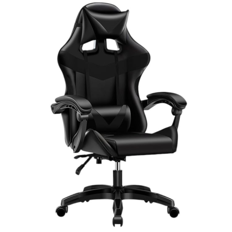 Mi Ko Mi Ka Silla Gaming para Escritorio, Oficina y Juegos Online Giratoria. Silla Cómoda de Altura Ajustable para Gaming ergonómica, de Piel sintética (SILLA-GAMING-813-NEGRO)