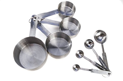 ChefLand 8-Piece Stainless Steel Measuring Cups and Measuring Spoon Set ChefLand 8-Piece Stainless Steel Measuring Cups and Measuring Spoon Set