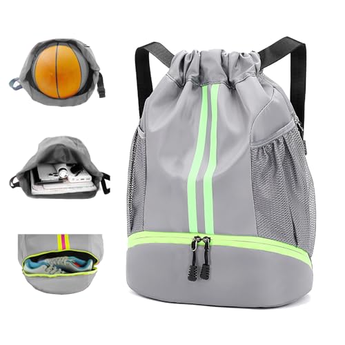 Rudmox Sportrucksack mit Schuhfach - Wasserdichte Gym- und Trainingstasche für Damen & Herren - Ideal für Fußball, Basketball & den Alltag (grau)