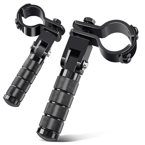 Benlari M8 Motorcycle Pegs CNC Foldable Footpegs Non-slip Footrest 1-1/4in 32mm Fit for Mini Bike Dirt Pit Bike Electric Car Motorbike Suzuki Kawasaki Honda Yamaha Aprilia Black