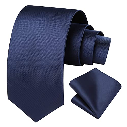 Image of HISDERN Mens Striped Tie and Pocket Square Set Necktie for Men | soft smooth texture, wrinkle-free, neat hand-tied knot, gifting ready, regular 3.4 width, coordinated look, business wedding