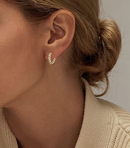 Gold Hoop Earrings Set 14k Gold Plated Huggie Earrings Hypoallergenic Chunky Thick Jewelry for Multiple Piercing Christmas Gift for Womem4