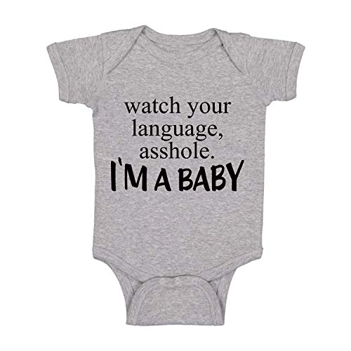 Image of Watch Your Language A-hole I'm A Baby - Funny Baby Essentials Bodysuit - Newborn Boy Clothes