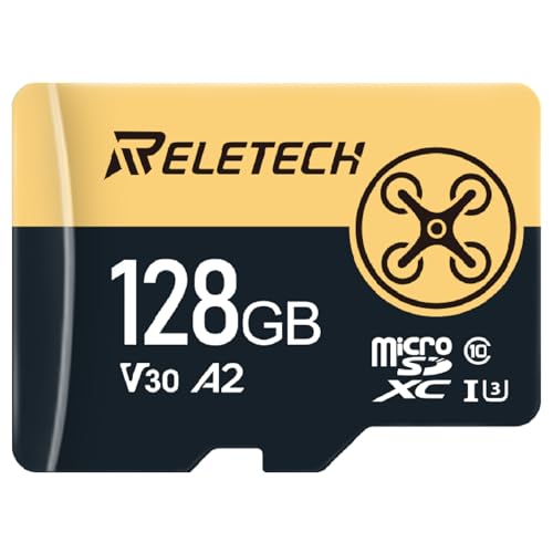 Reletech 128GB TF Card Memory Card with Adapter, 4K Camera Pro, A2 V30 for Smartphone, Gopro, Action Cams, 4K UHD Video, for Nintendo-Switch, Up to 170MB/s, UHS-I U3 C10 Class 10 (Black 128GB)