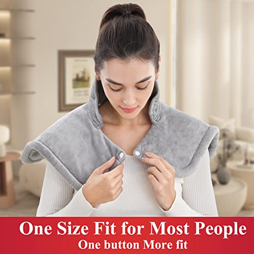 Heating Pad For Neck And Shoulders - Kokopro Large Electric Heated Neck Shoulder, Fast-Heating Super Soft Fabric Heating Pad For Cramps, 6 Heat Settings, 2H Auto Shut-Off, Machine Washable (Gray) #TOP2