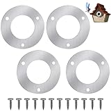 Nestbauhilfe Vögel, Spechtschutz Für Nistkasten, Nistkasten Zubehör, 4 Stück Vogelhaus Schutzplatten aus Edelstahl, Inklusive 12 Schrauben, Innen 33mm, Außen 60mm, Spechtschutz für Nistkästen