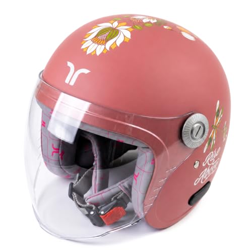 Image of TVARRA Lotus ISI & DOT(USA) Certified Women's Open Face Helmet Design Helmet, Lightweight Material, Crafted for Women, Extreme Comfort fit with Clear Visor