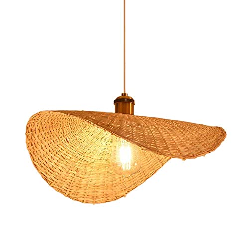 Luminaire en osier et plafonnier bambou pour éclairage restaurant
