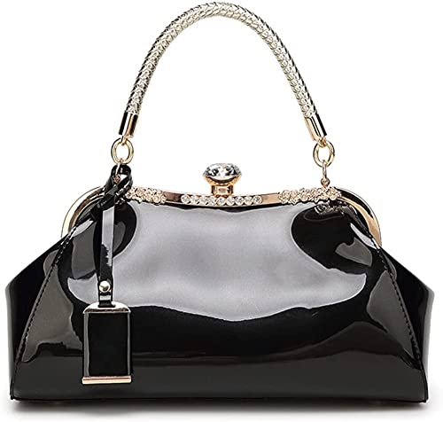 Sac à main en cuir verni brillant pour femme au style chic et intemporel