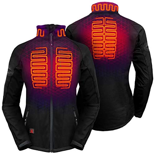 Aheata 7V Battery Heated Jacket for Women - Softshell Heating Jacket - Winter Jacket for Skiing and Outdoors - Black Black M