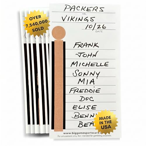 10 Line Football Sports Strip Cards - 100 Cards with Different Number Sequences - Made in The USA - Over 7 000 000 Cards Sold - for Basketball Baseball Ice Hockey Soccer Volleyball & Rugby Games