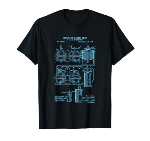 Brewing Brewing Brewery Blueprint Home Brewer Gift Maglietta